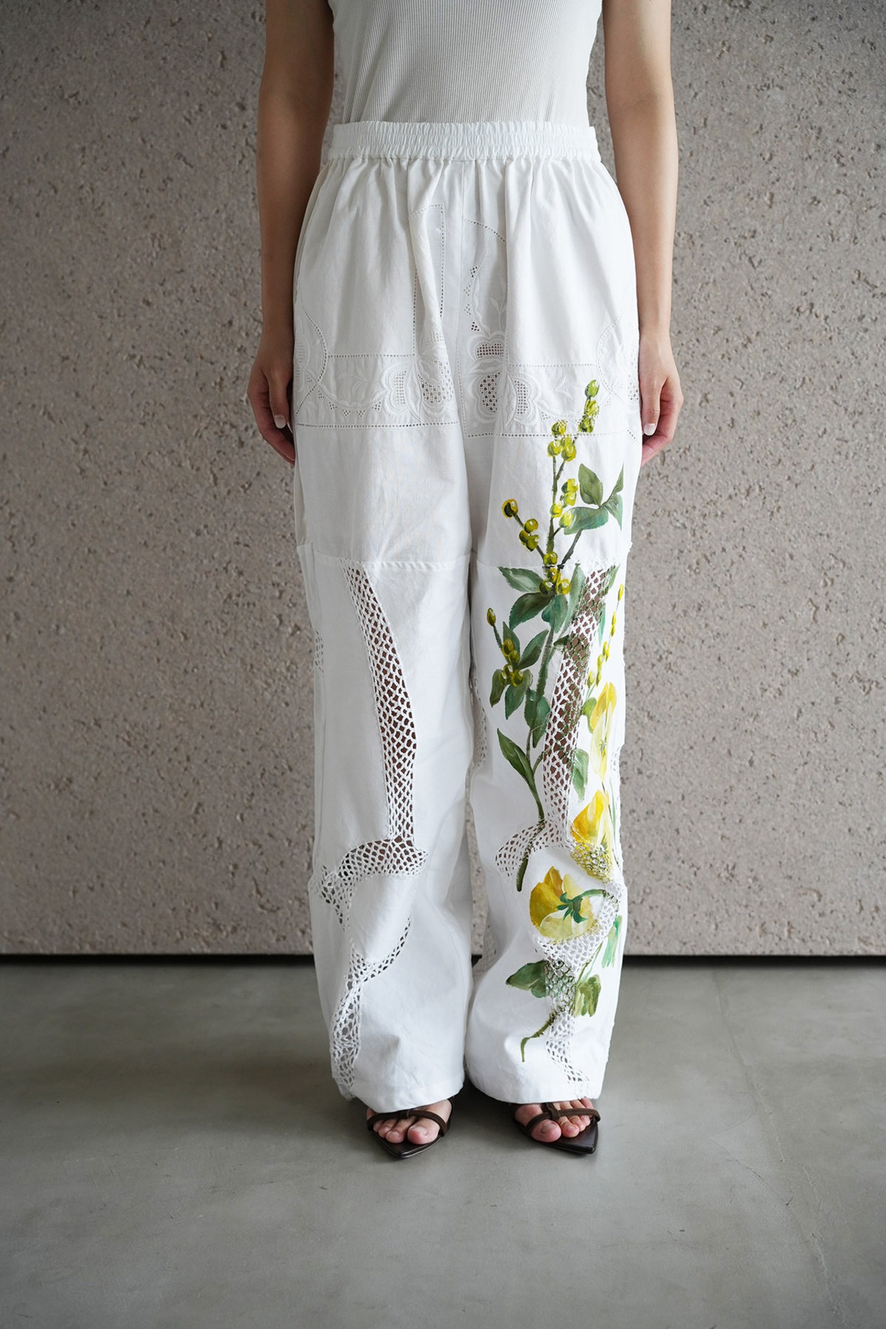 vintage lace pants yellow bouquet