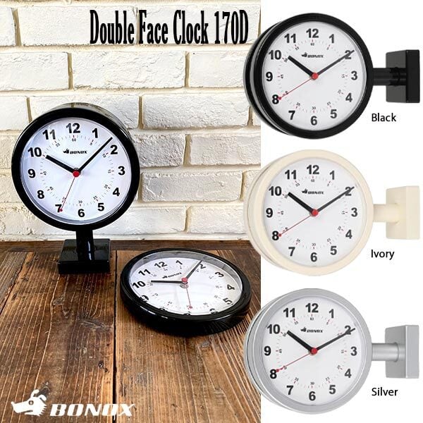 DOUBLE FACE CLOCK RECTANGLE BLACK ダブル フェイス クロック