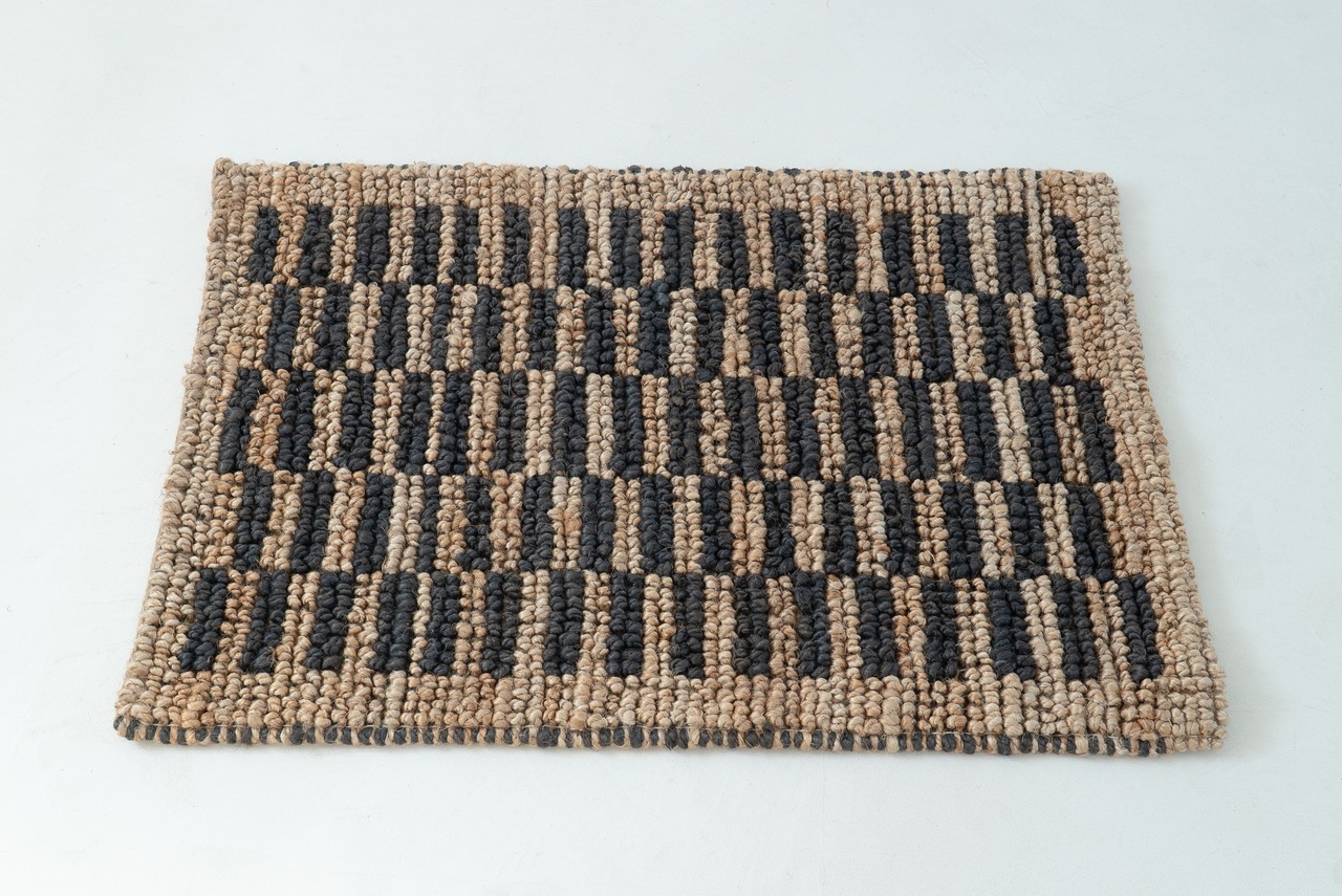 【90×60】HEMP LUG-BLACK-/ジュート/麻/ラグ