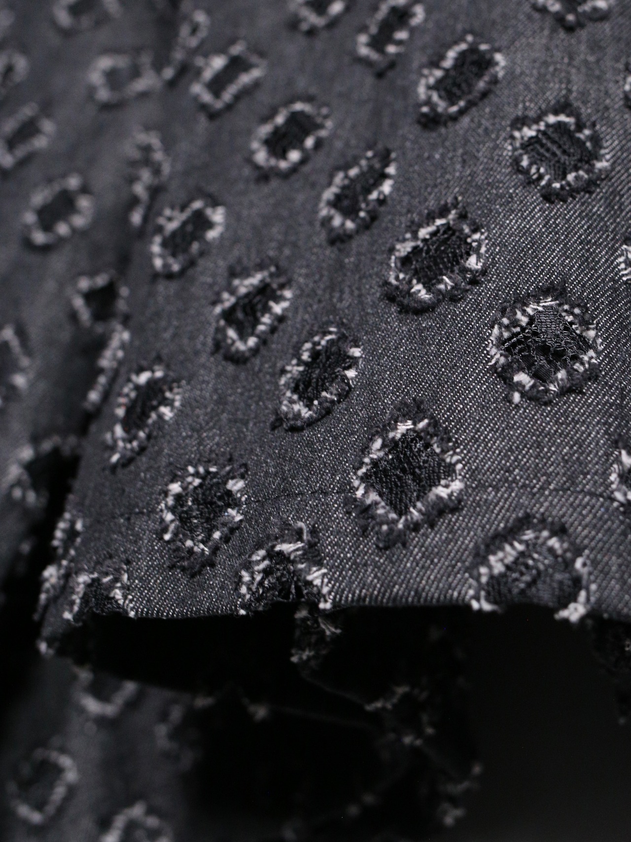 モケモケ round jacquard design oversize zip-up jacket - 19