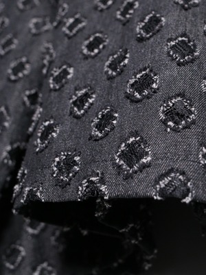 モケモケ round jacquard design oversize zip-up jacket
