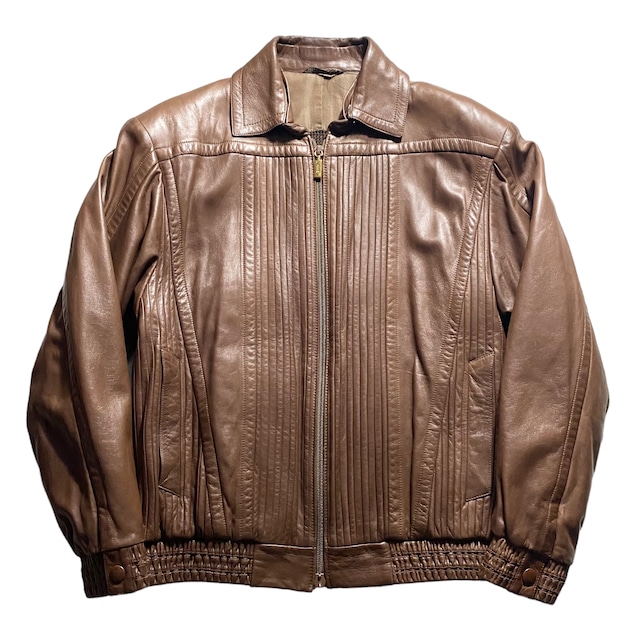 ZILLI pleats design leather drizzler jacket