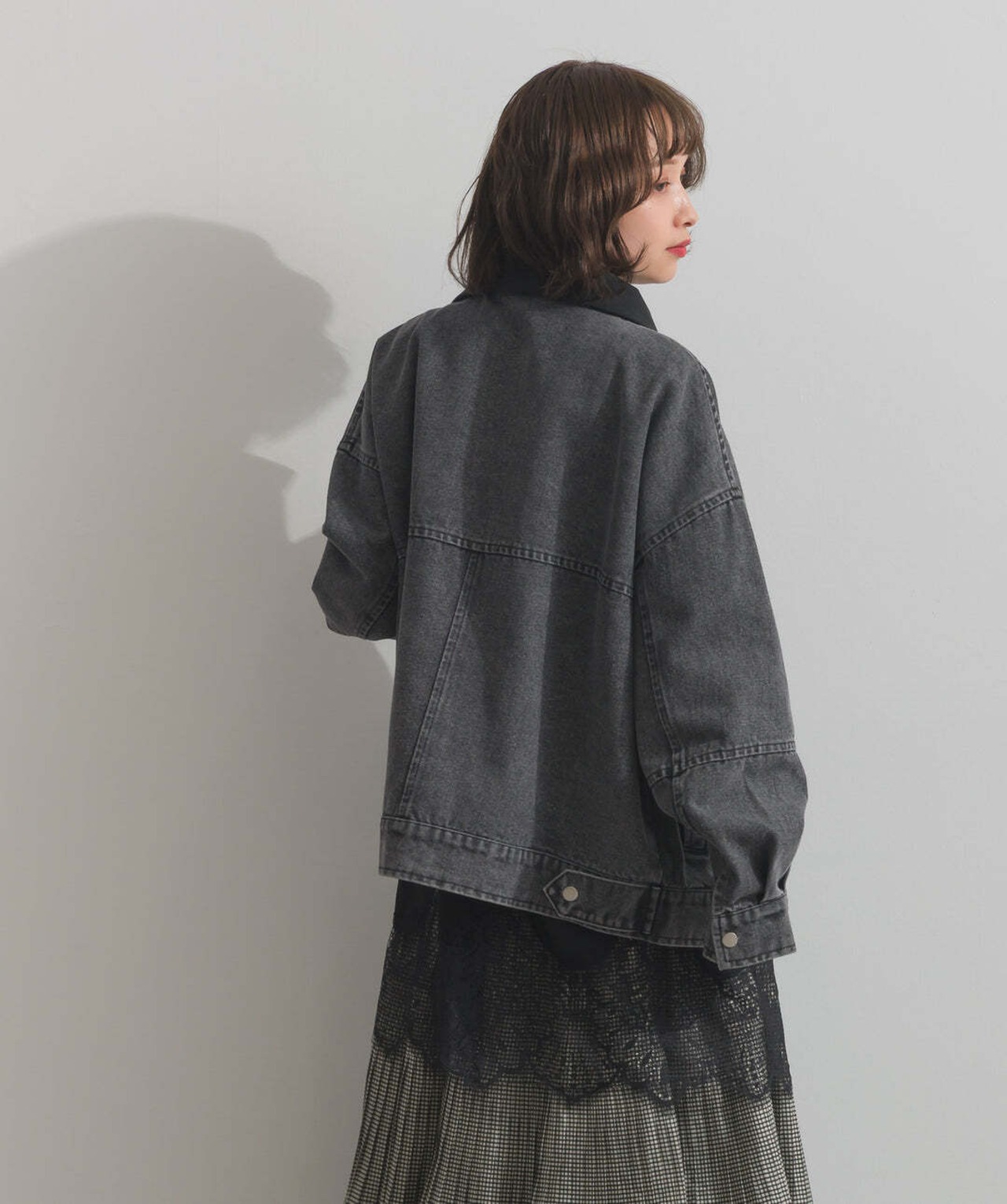 3003 スウェード襟切替デニムブルゾン black