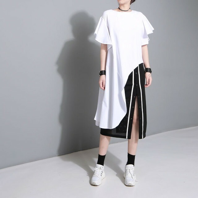 レディース シャツ カットソー アシンメトリー シフォン 透け感 モード系 ゆるふわ 春夏 モード系ファッション専門店 With U レディース シャツ カットソー アシンメトリー シフォン 透け感 モード系 ゆるふわ 春夏 モード系ファッション専門店 With U