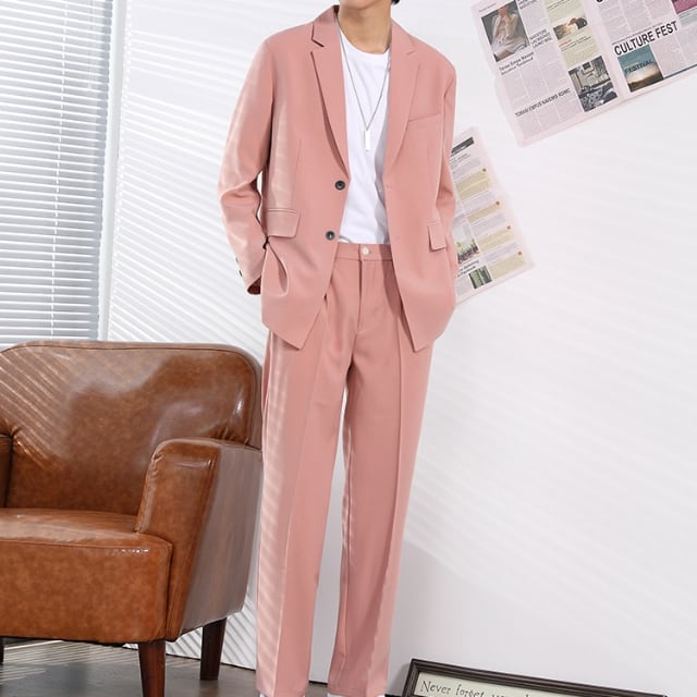 予約販売】メンズ セットアップ スーツ 無地 シック こなれ感 カラー