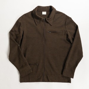 1980-90s "French Vintage" Brown Acrylic Full Open Knit Jacket