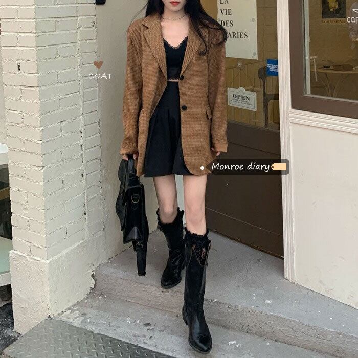 スタンダード格子柄ジャケット スプリング レトロ 春物 モンロー19582822659