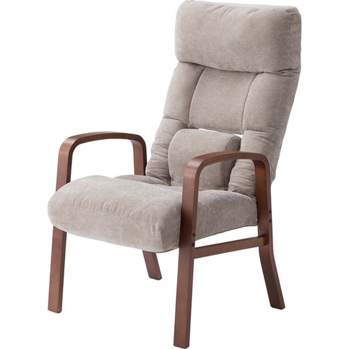 リクライニングチェア ハイバックタイプ LSS-37 高座椅子 座椅子 ハイバック 背部 7段階リクライニング 頭・腰部 14段階リクライニング ヘッドレスト ランバーサポート シンプル リラックス 折りたたみ ゆったり 和室 洋室 ベージュ グレー