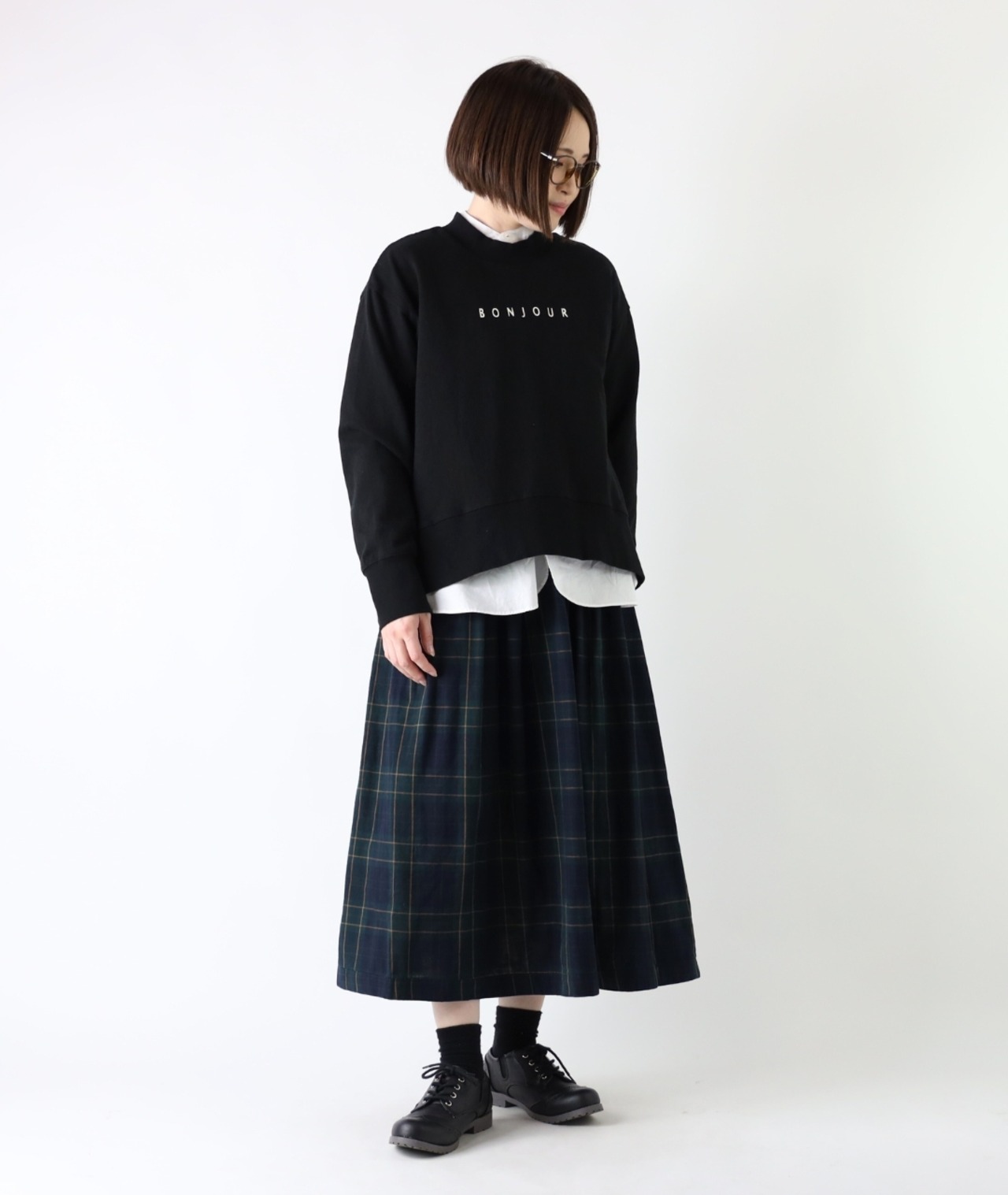 CUORE STORE/コットン チェックリバーシブルスカート