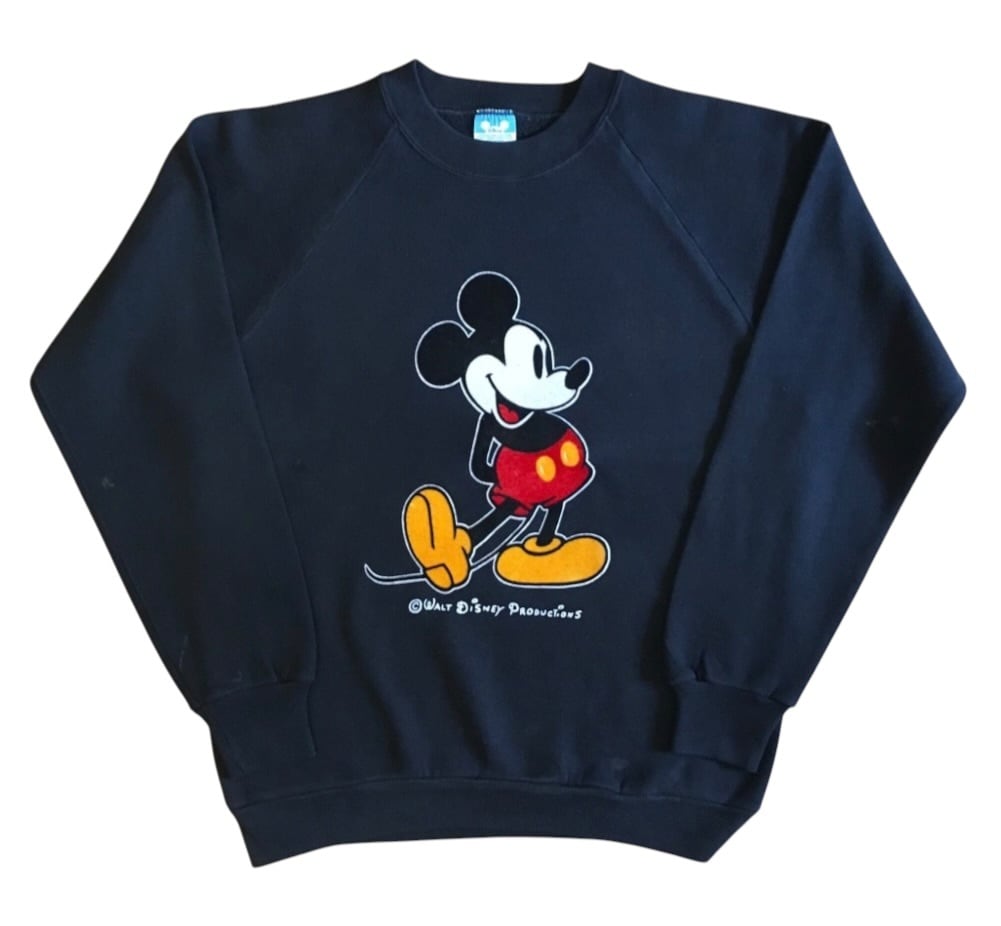 Mickey Mouse Raglan Sweat Crew / Disney Official / M / Made in USA / 80s