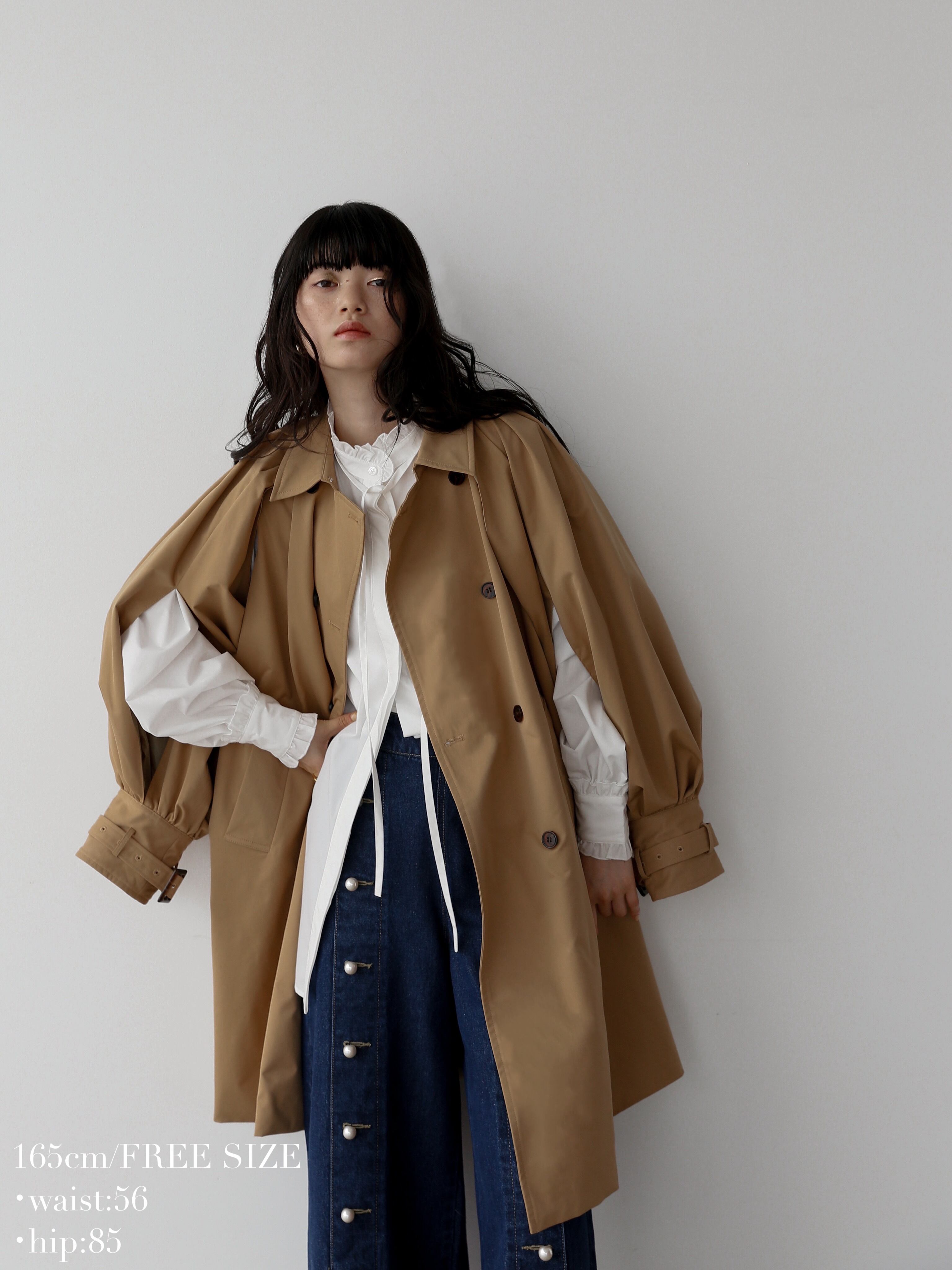 2way balloon sleeve middle trench coat（beige） | Katrin TOKYO