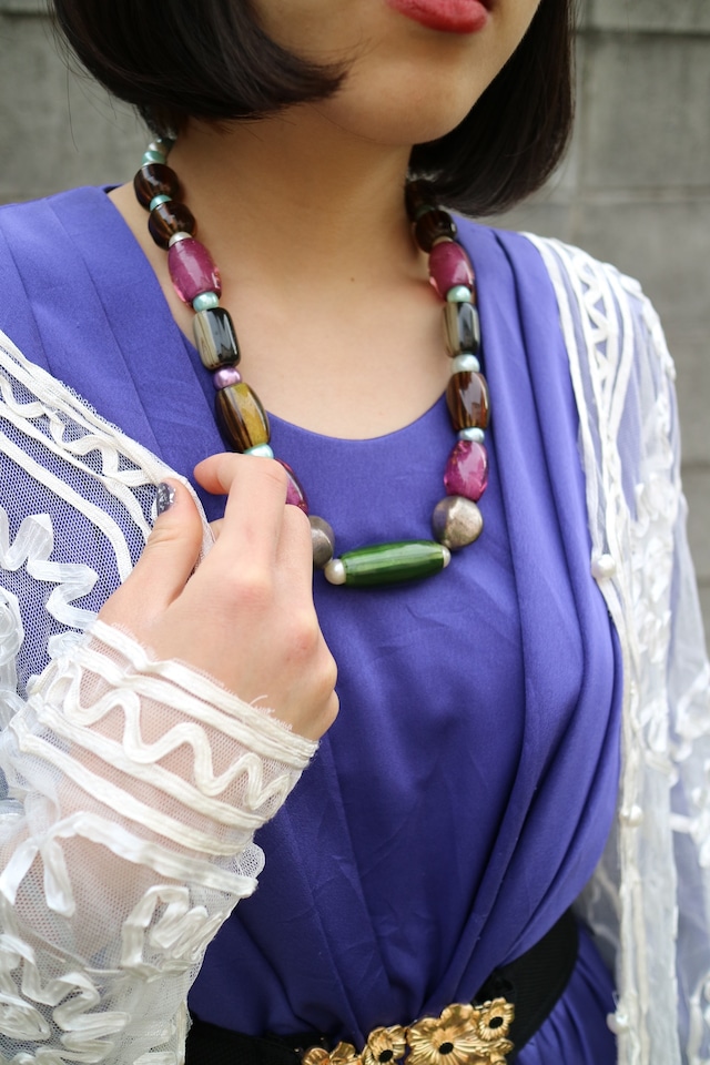 Purple green necklace