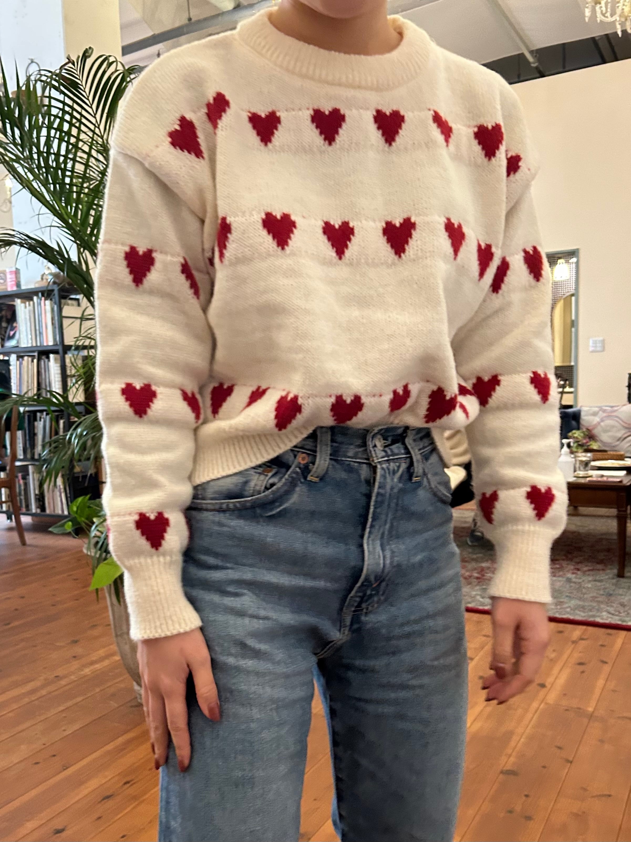 即納】HEART PATTERN KNIT SWEATER | NY DOLL