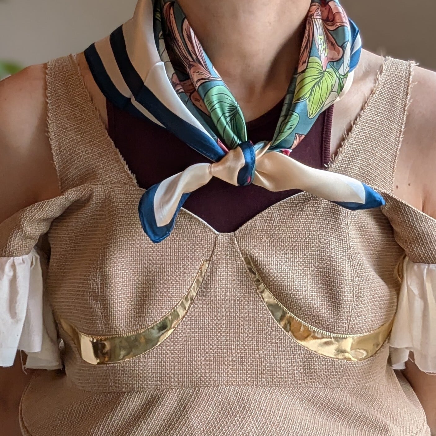 シルクプチスカーフ / ブルーグリーン系 花柄 | 服と雑貨ume 大阪市北