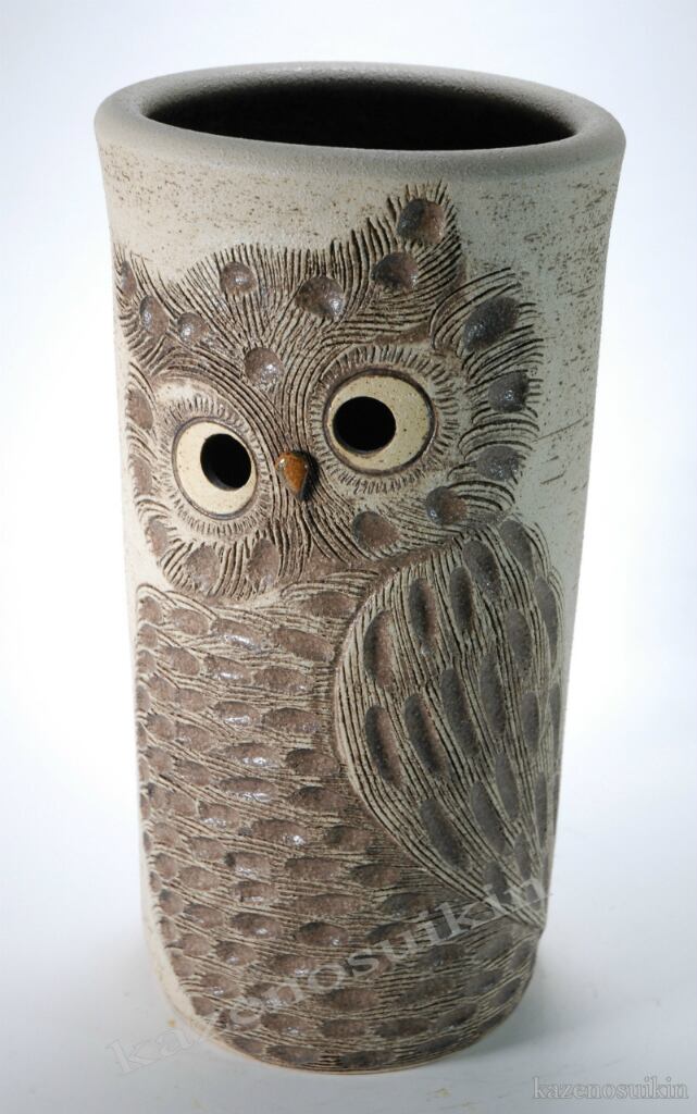 ふくろう透し彫傘立 （信楽焼き・陶器・傘立て・梅雨・雨・玄関・収納