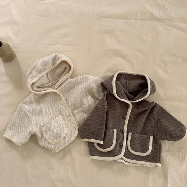 [66-100cm]ポケット付き フードカーディガン