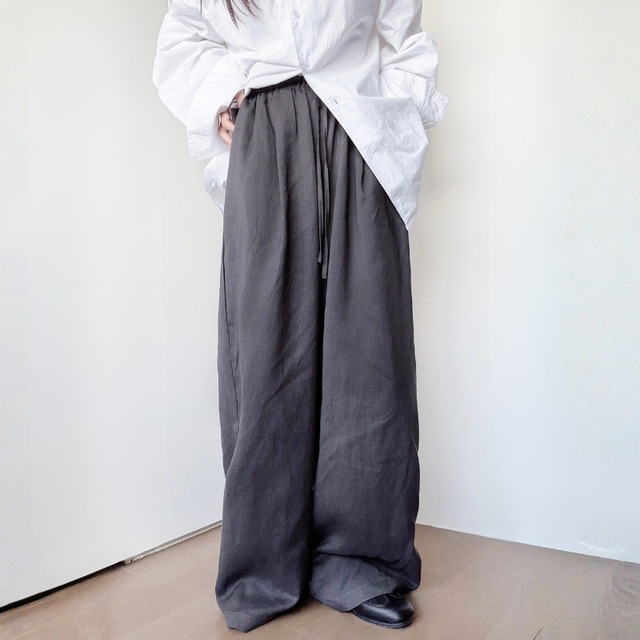 Drawstring wide straight pants【2color】 C1595