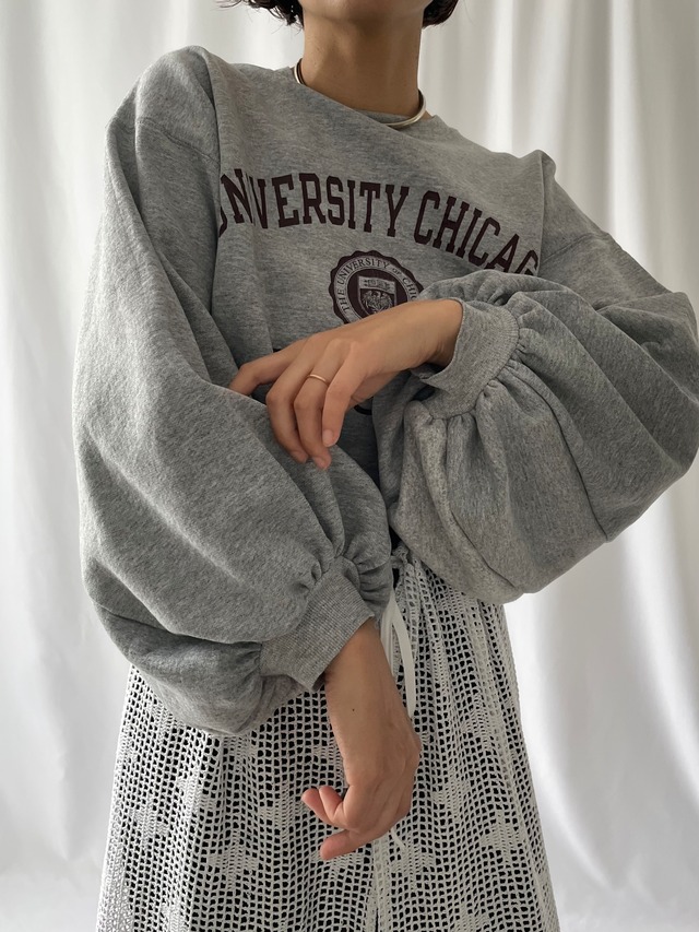 Remake volume sleeve sweat (Gray)