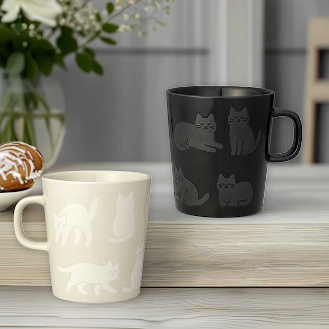 猫柄 マグカップ かくれんぼ ねこ ペアマグ 白 黒 プレゼント【367】