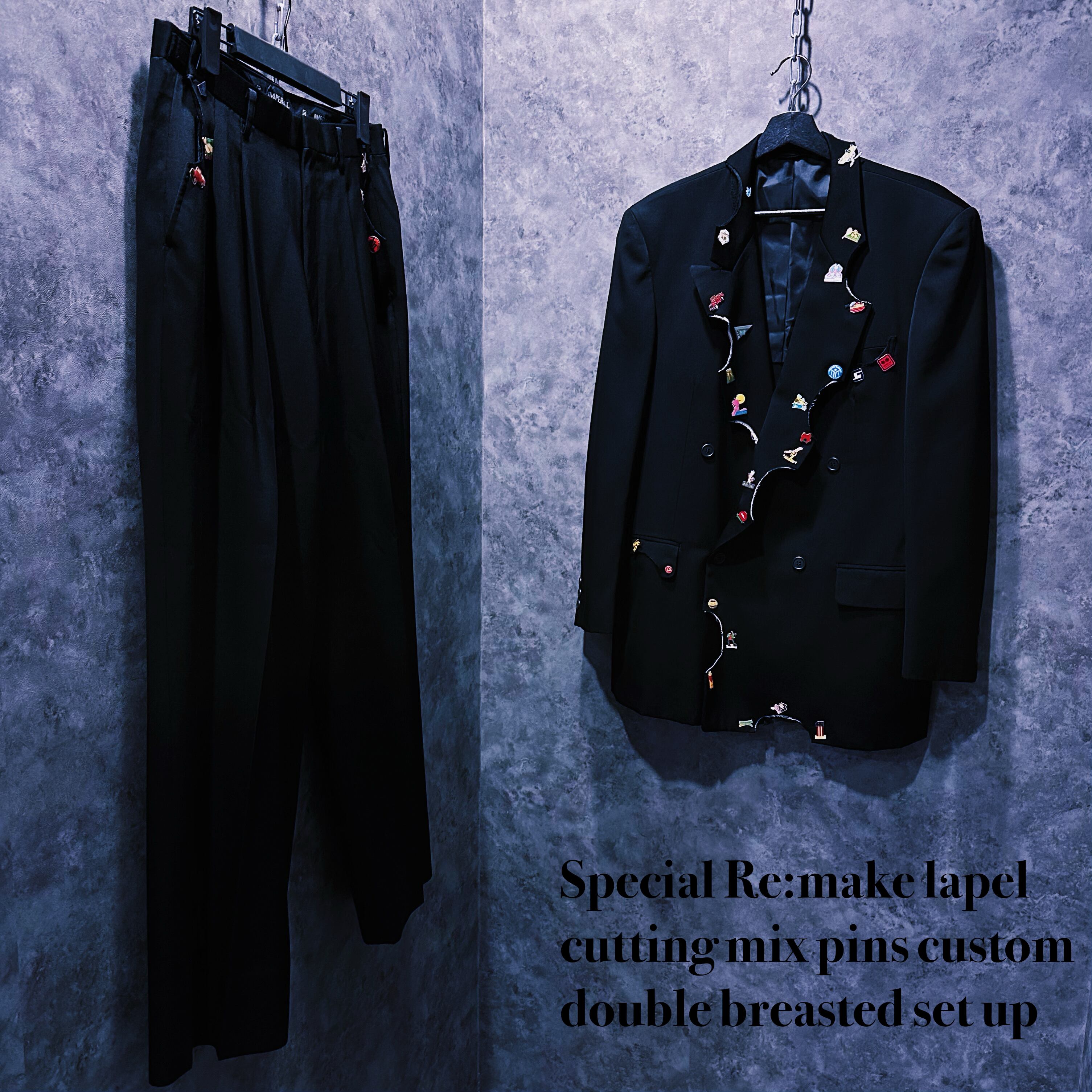 【doppio】Special Re:make lapel cutting mix pins custom double breasted set up