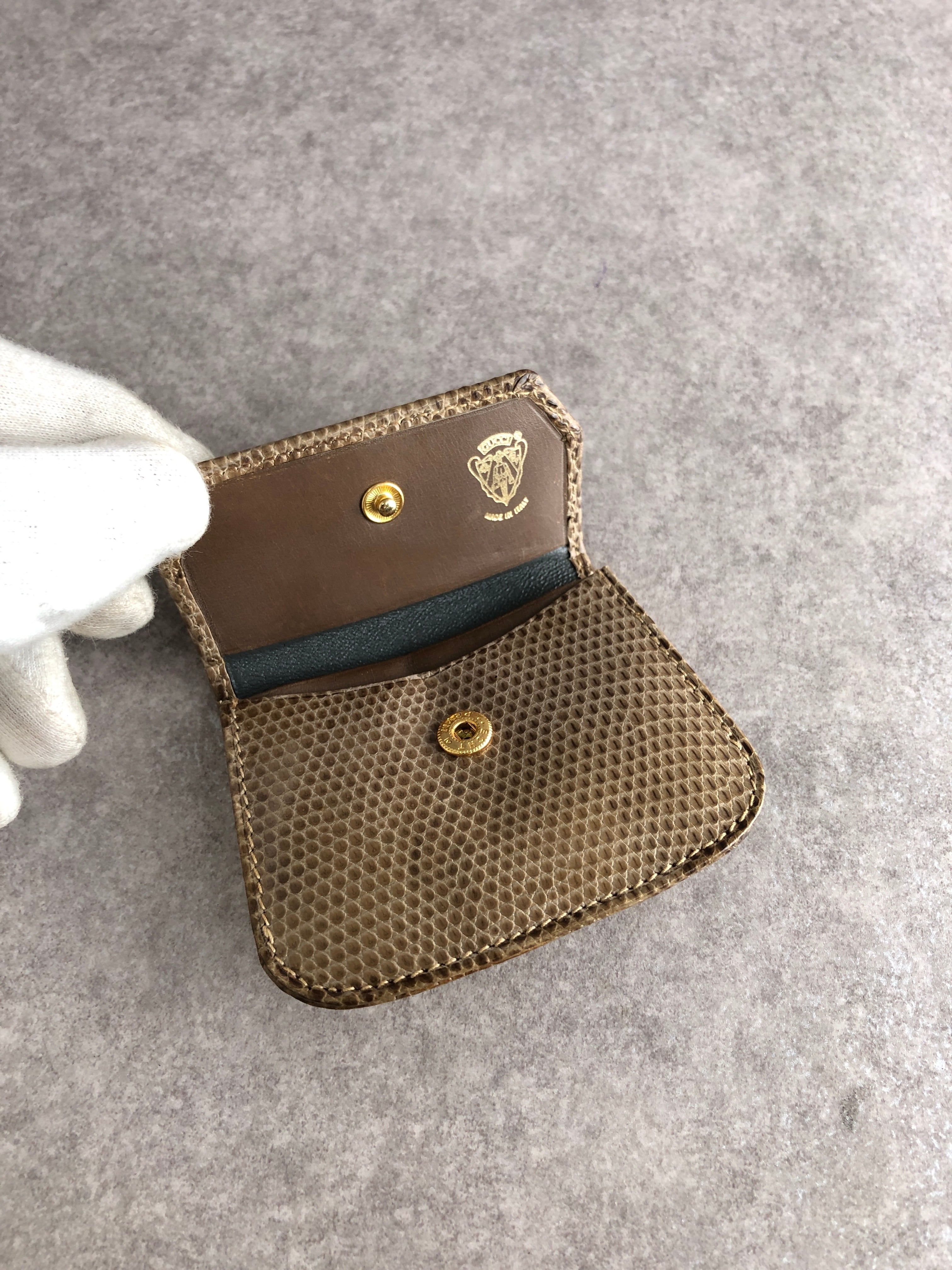 GUCCI グッチ 財布 ブラウン GG リザード型押し コインケース vintage