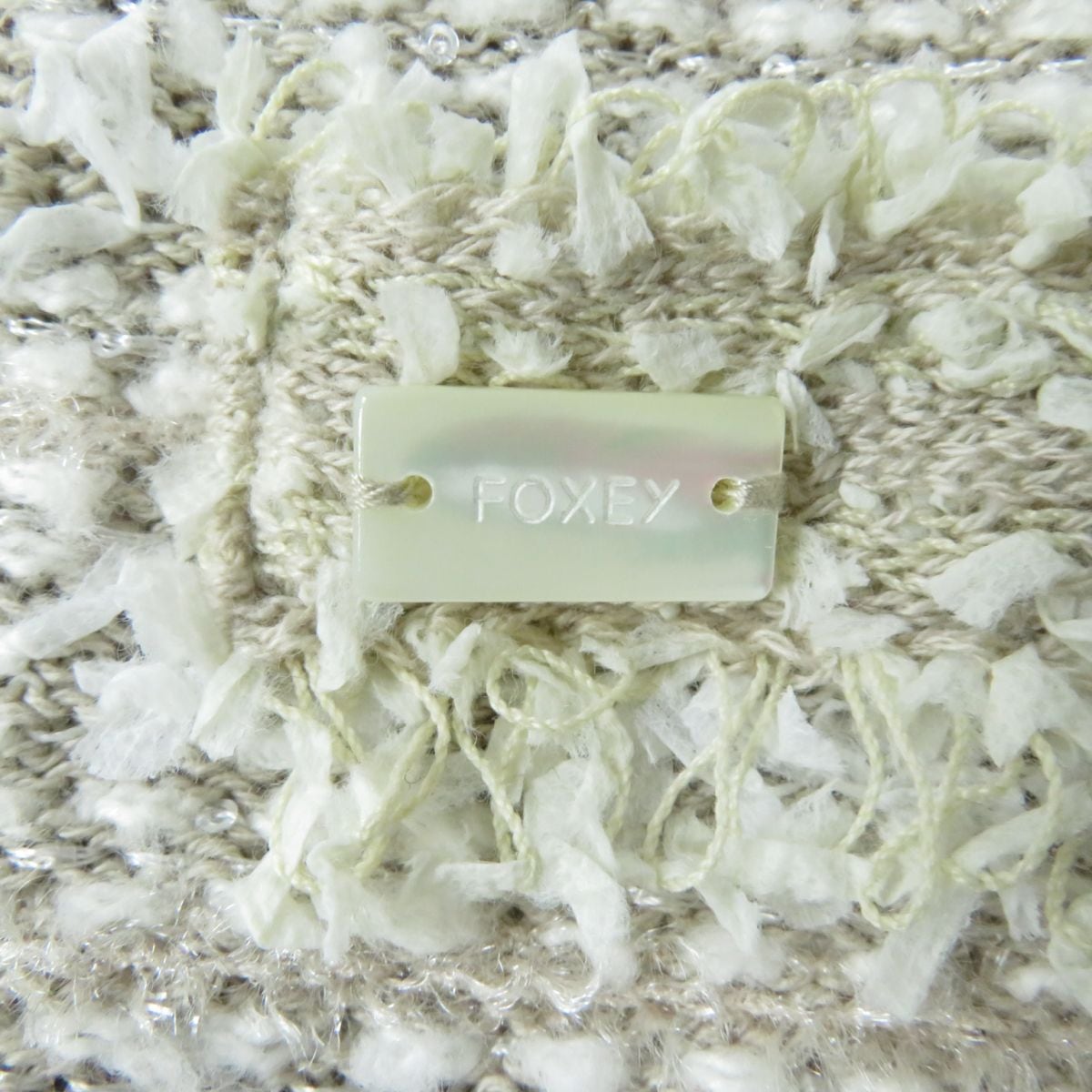 美品 Foxey フォクシー リボンツイードジャケット ノーカラー 美品 Foxey フォクシー リボンツイードジャケット ノーカラー