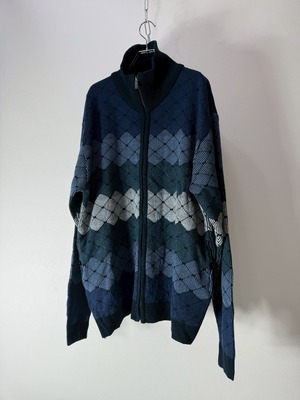 90’s Euro Design Jacquard Zip knit Jacket