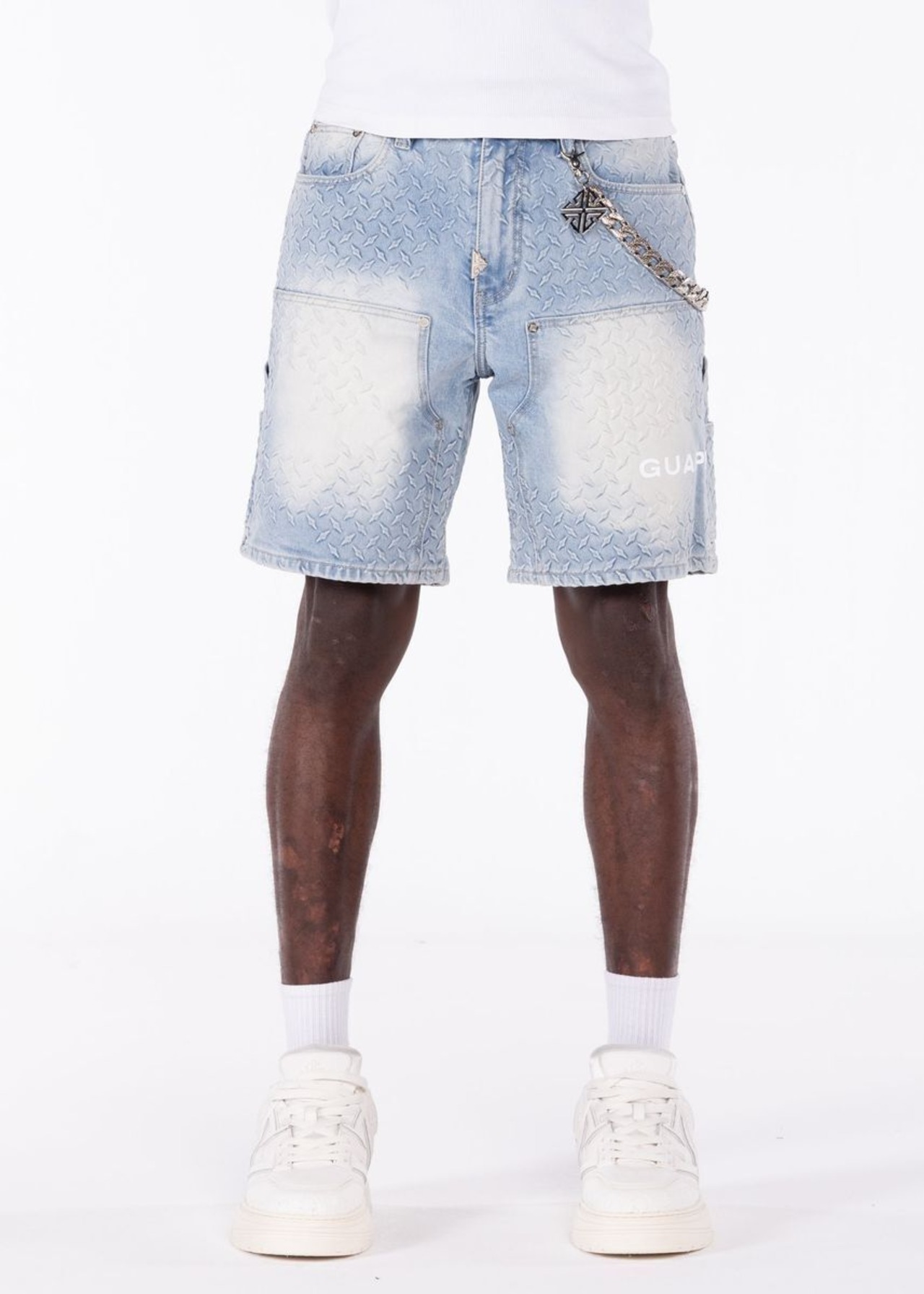 GUAPI / aqua blue steel plate carpenter shorts