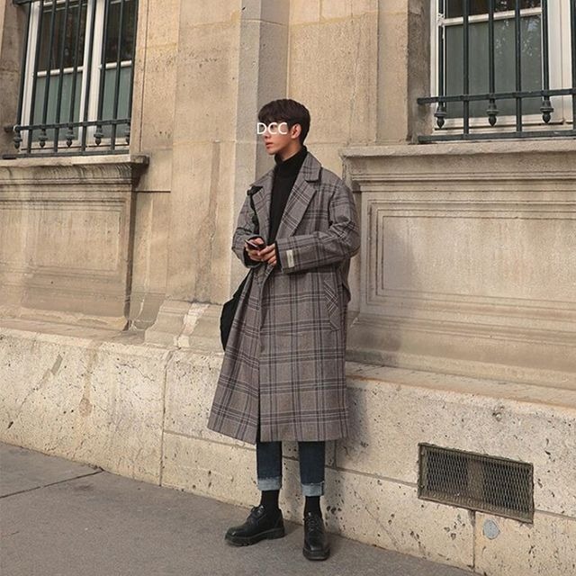 予約販売】チェック柄ロングコート チェスター ロング丈 メンズ シック 