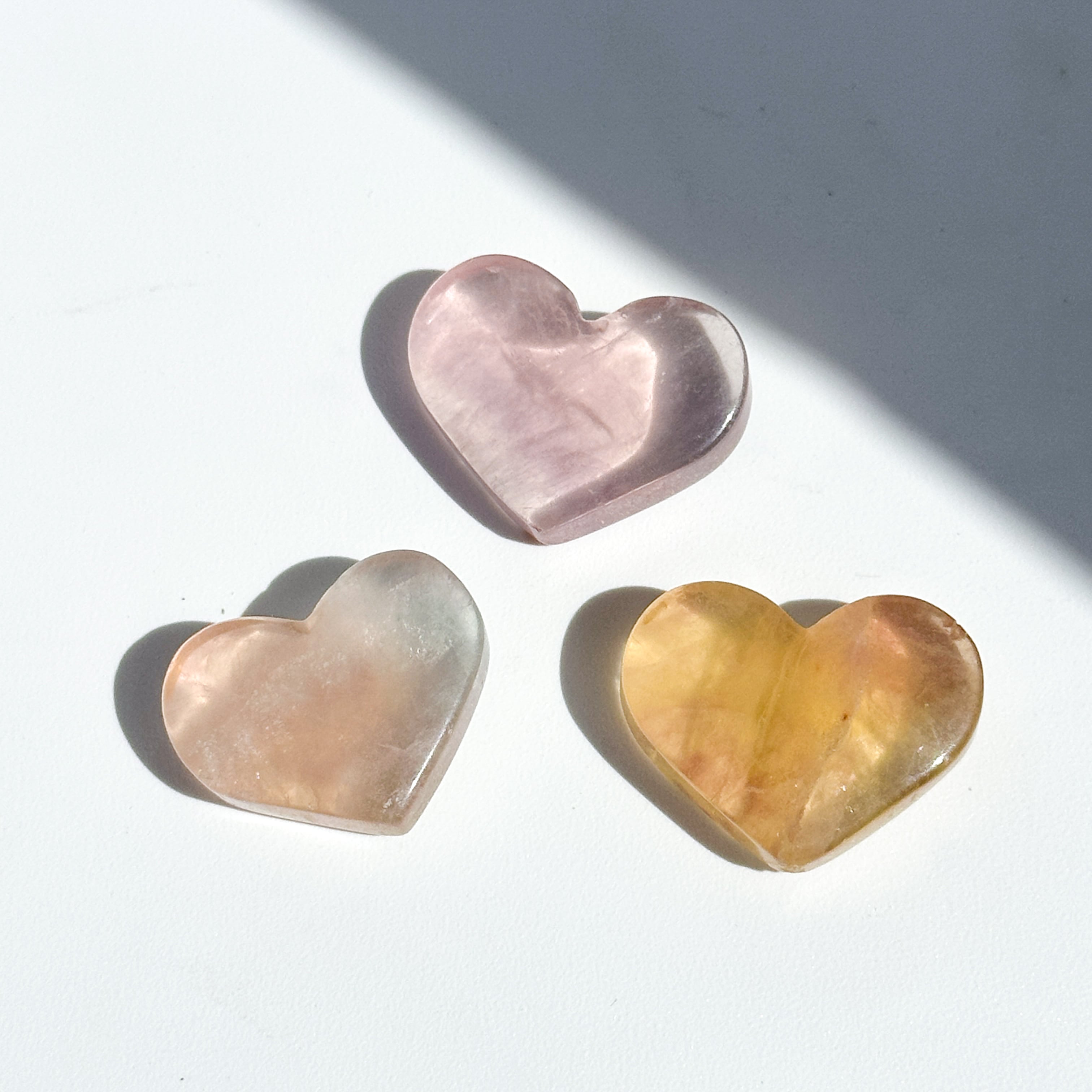 レインボーフローライト ハート 3個set 13◇ Rainbow Fluorite ◇ 天然石・鉱物・パワーストーン・インテリア