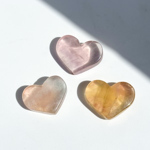 レインボーフローライト ハート 3個set 13◇ Rainbow Fluorite ◇ 天然石・鉱物・パワーストーン・インテリア