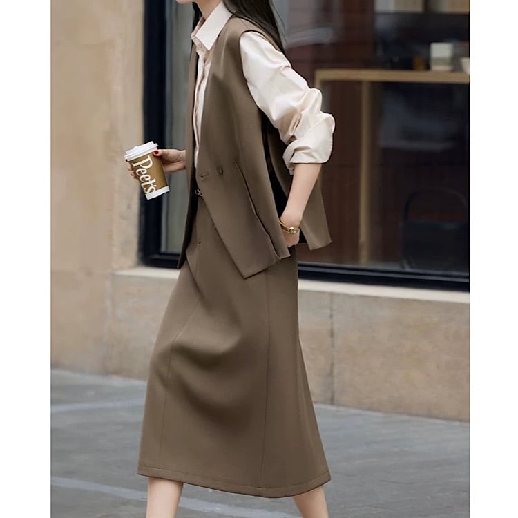 ベスト×スカートセットアップスーツ YH9454