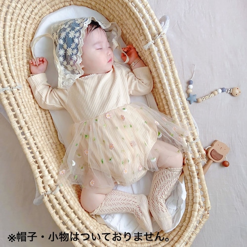 ロンパース チュール 長袖 春 夏 秋 チュールロンパース ベビー服 韓国子供服 赤ちゃん 新生児 女の子 人気 おすすめ かわいい 可愛い おしゃれ オシャレ プレゼント 贈り物 ギフト 出産祝い ベビーシャワー 誕生日 バースデー 60 70 80 90 0歳 1歳