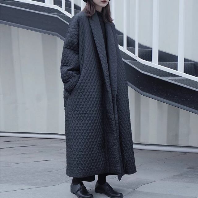 【予約販売】コート レディース アウター ブラック 黒 ダウン キルティング ロング丈 こなれ感 大人可愛い シンプル ベーシック エレガント おしゃれ 韓国 トレンド L/XL/2XL