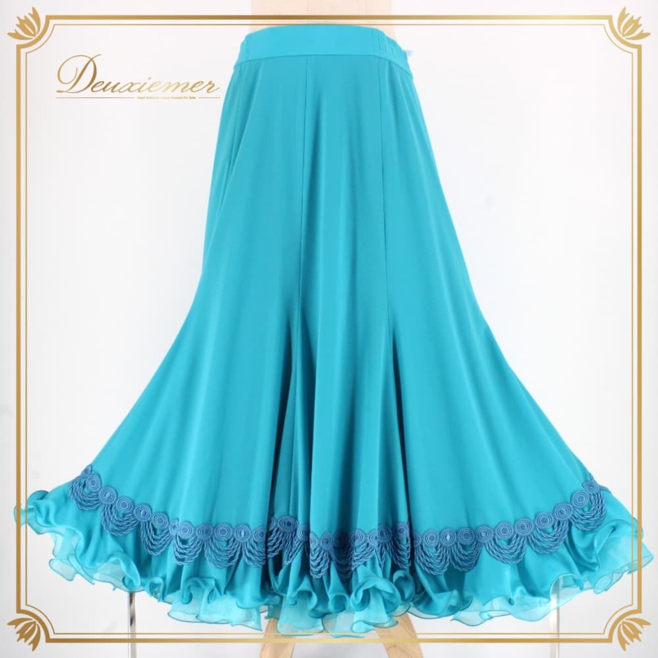 社交ダンス 衣装 スタンダード スカート レッスンウェア レディース Sekine ブルー系 水色 練習着 シンプル フォーマル 上品 スタンダード用 フレアスカート 練習用 衣類 ダンス衣装 きれいめ 涼しげ ライトブルー 二重スカート ふんわり ボリューム パーティー 発表会 舞台 レッスン フォーマルドレス系 伸縮性あり ファスナー ポリエステル 11号相当 11 番号系