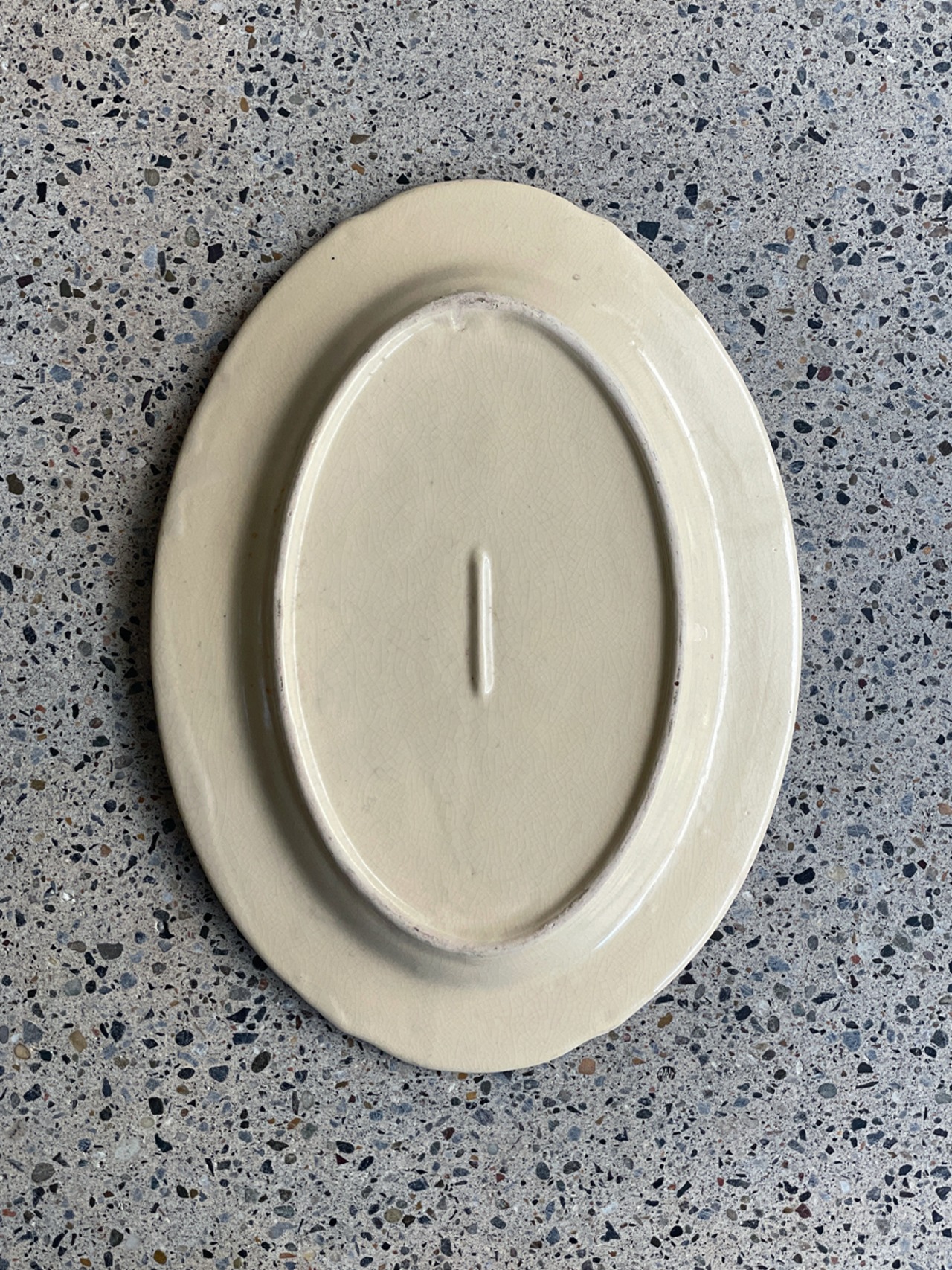 ヴィンテージソンべ焼き／オーバル皿L（花）