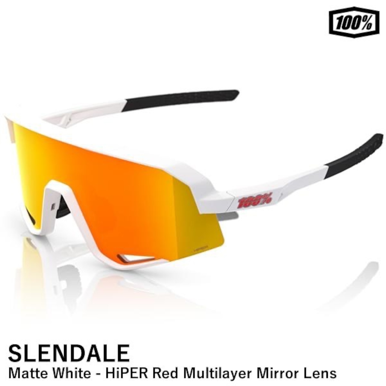 100%  SLENDALE Matte White / HiPER Red Multilayer Mirror Lens