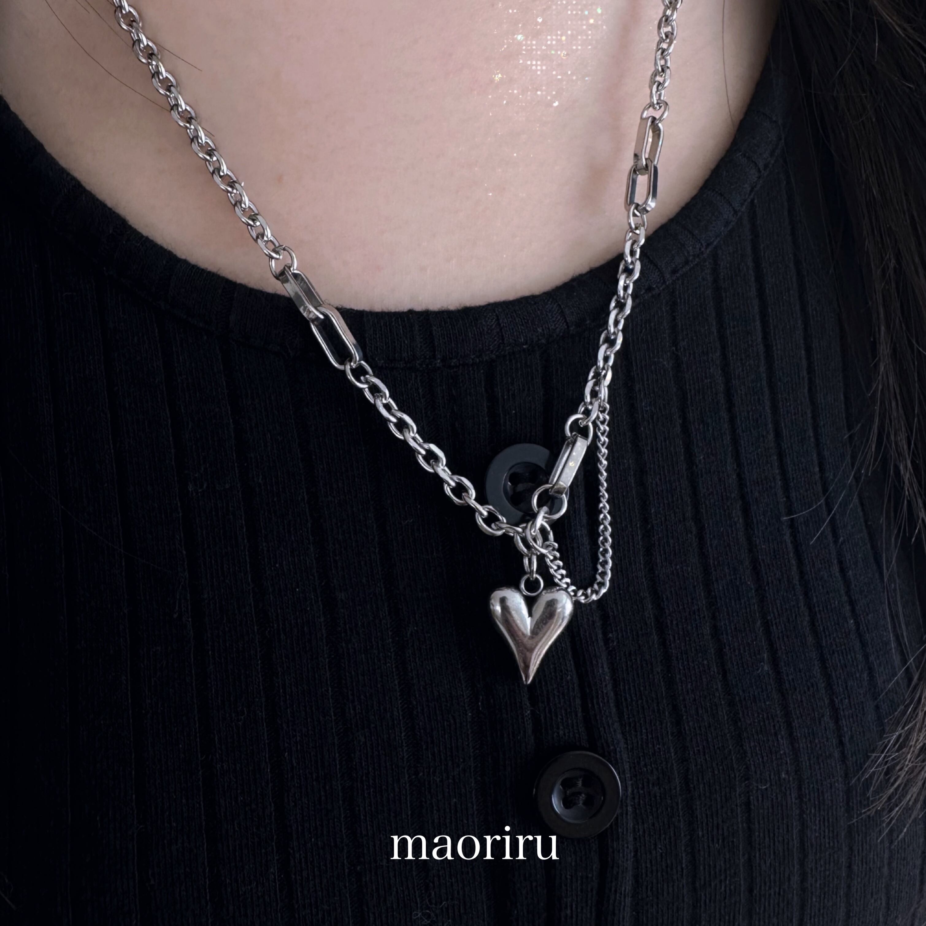 金アレ対応 ハートチェーンネックレス (0142)