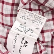 MACKINTOSH マッキントッシュ チェック BD ボタンダウン 長袖シャツ M /レッド系 メンズ