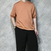 orange silk knit tee
