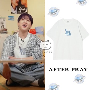 ★Stray Kids チャンビン 着用!!【AFTER PRAY】ブルーティアーズ ホットフィックス プリント Tシャツ ホワイト