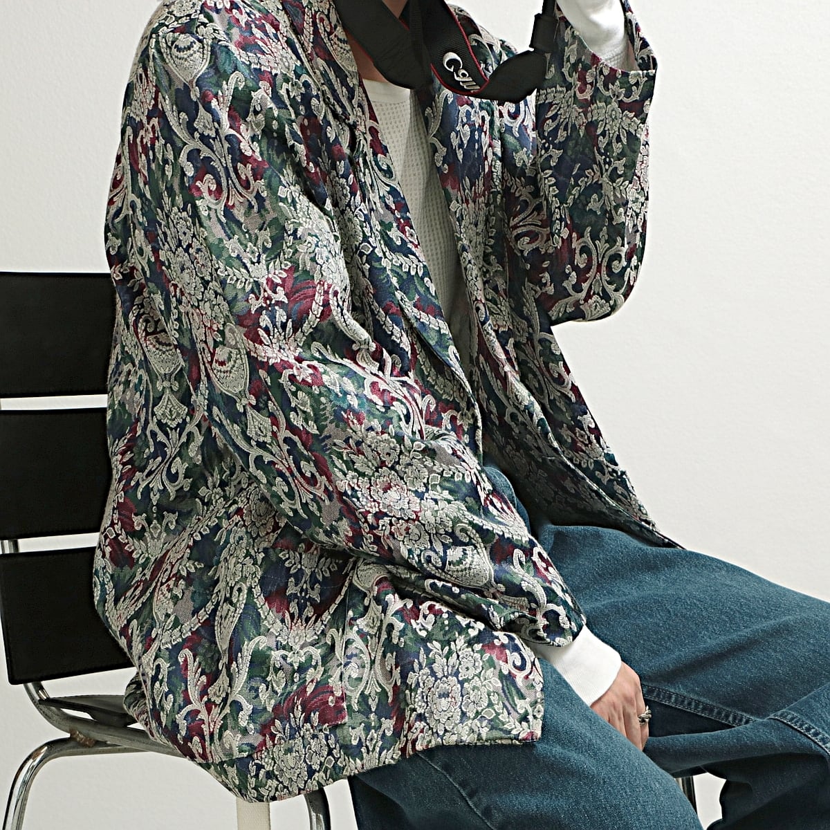 90s vintage ”floral damsk tapestry” 総柄 テーラードジャケット usa製 古着 used