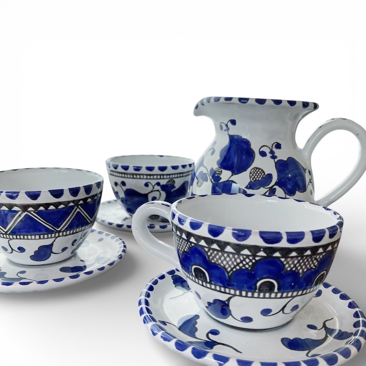 カップ＆ソーサー TAZ022 マヨリカ焼き イタリア陶器 青い陶器 ティー