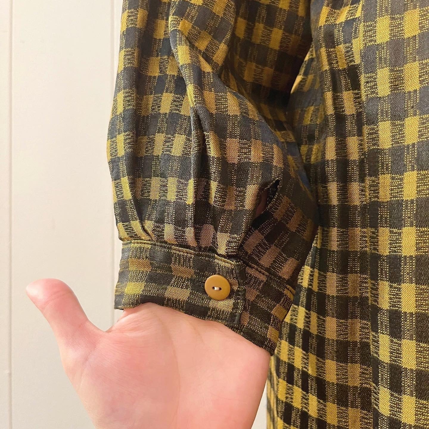 yellow black check one-piece