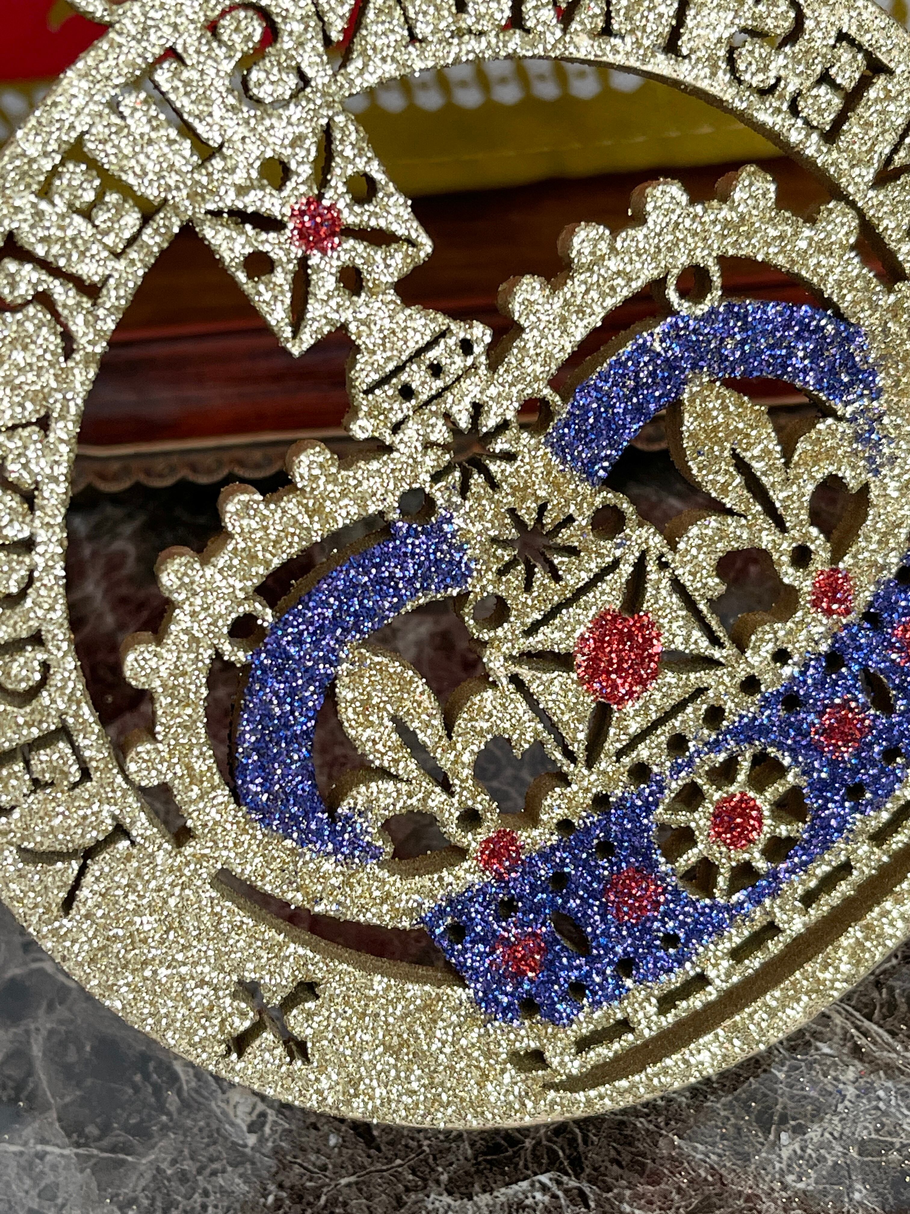 『Westminster Abbey』ゴールデンクラウン オーナメント  Golden Glitter Crown Disc Decoration ウエストミンスター
