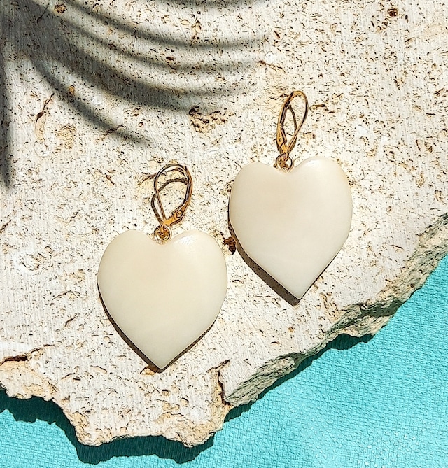 14kgf Hearts Tagua Nuts earrings