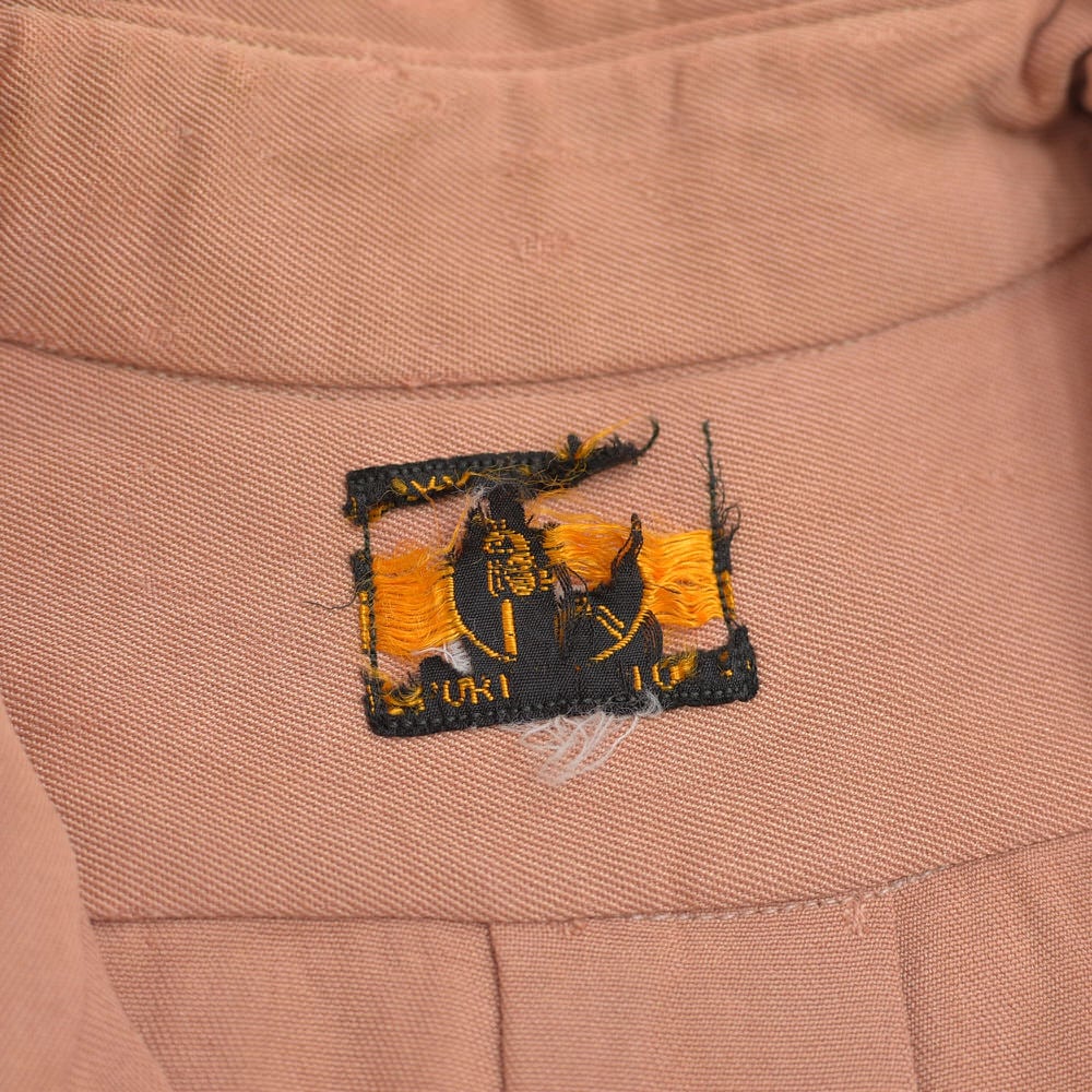 40～50s Vintage レーヨンシャツ マチ付き 長袖 ヴィンテージ ベージュ