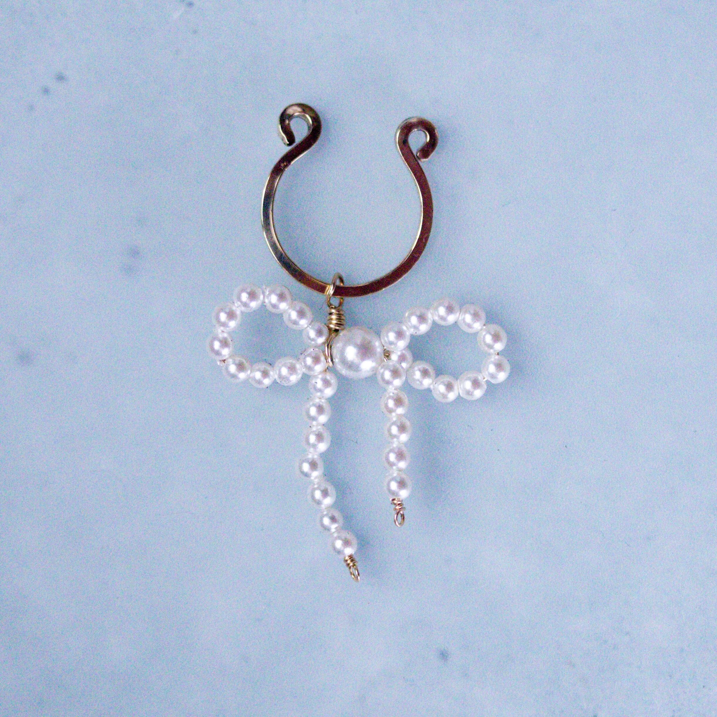 ‐ Birth Stone Ribbon - ear cuff Baby pearl