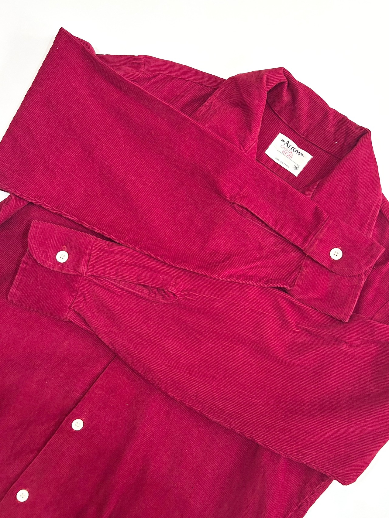 70s ARROW CORDUROY OPEN COLLAR SHIRT Size M