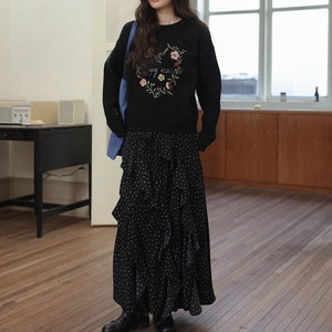 flower-embroidered knit　J00443